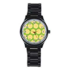 Lime Orange Yellow Green Fruit Stainless Steel Round Watch by Mariart