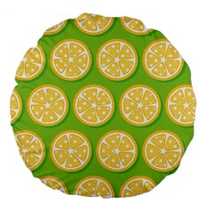 Lime Orange Yellow Green Fruit Large 18  Premium Flano Round Cushions by Mariart