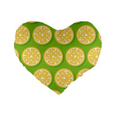 Lime Orange Yellow Green Fruit Standard 16  Premium Flano Heart Shape Cushions by Mariart