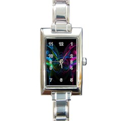 Light Waves Light Red Blue Rectangle Italian Charm Watch