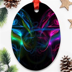 Light Waves Light Red Blue Ornament (oval) by Mariart