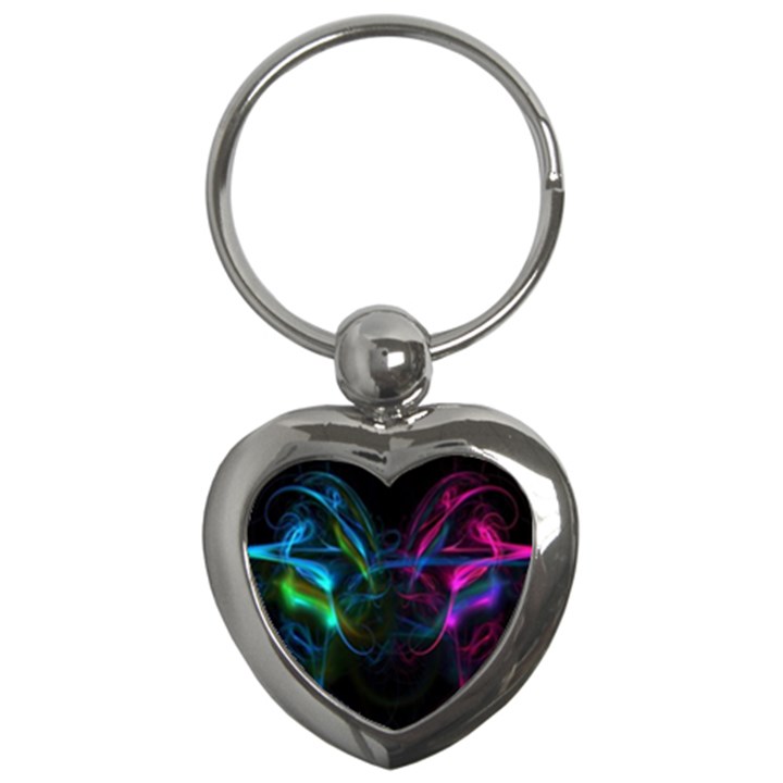 Light Waves Light Red Blue Key Chains (Heart) 