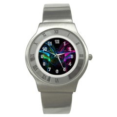 Light Waves Light Red Blue Stainless Steel Watch by Mariart