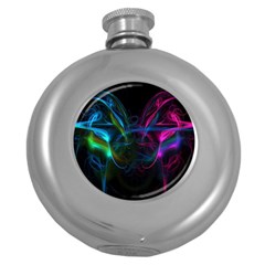 Light Waves Light Red Blue Round Hip Flask (5 Oz) by Mariart