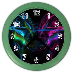 Light Waves Light Red Blue Color Wall Clocks by Mariart