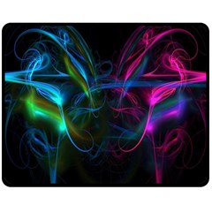 Light Waves Light Red Blue Fleece Blanket (medium)  by Mariart