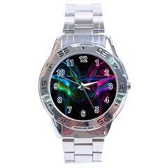 Light Waves Light Red Blue Stainless Steel Analogue Watch by Mariart