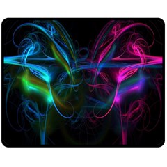 Light Waves Light Red Blue Double Sided Fleece Blanket (medium)  by Mariart