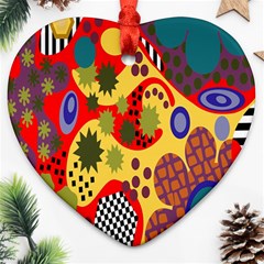 Line Star Polka Dots Plaid Circle Ornament (heart) by Mariart