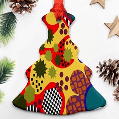 Line Star Polka Dots Plaid Circle Ornament (christmas Tree) 