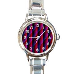 Photography Illustrations Line Wave Chevron Red Blue Vertical Light Round Italian Charm Watch by Mariart