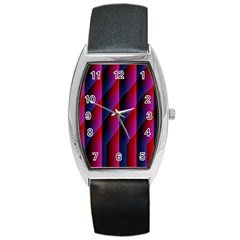 Photography Illustrations Line Wave Chevron Red Blue Vertical Light Barrel Style Metal Watch by Mariart