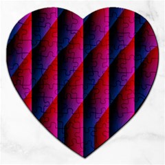 Photography Illustrations Line Wave Chevron Red Blue Vertical Light Jigsaw Puzzle (Heart)