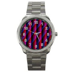 Photography Illustrations Line Wave Chevron Red Blue Vertical Light Sport Metal Watch