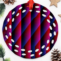 Photography Illustrations Line Wave Chevron Red Blue Vertical Light Round Filigree Ornament (Two Sides)