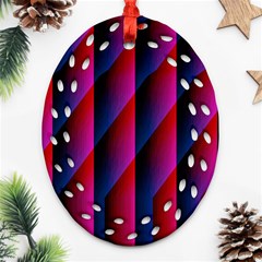 Photography Illustrations Line Wave Chevron Red Blue Vertical Light Ornament (Oval Filigree)