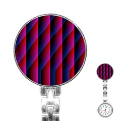 Photography Illustrations Line Wave Chevron Red Blue Vertical Light Stainless Steel Nurses Watch