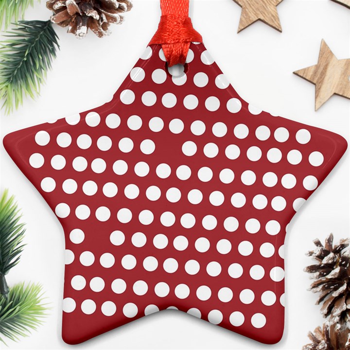 Pink White Polka Dots Ornament (Star)