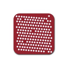 Pink White Polka Dots Rubber Coaster (square) 