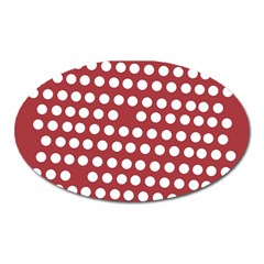 Pink White Polka Dots Oval Magnet