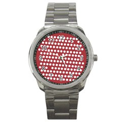 Pink White Polka Dots Sport Metal Watch by Mariart