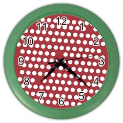 Pink White Polka Dots Color Wall Clocks by Mariart