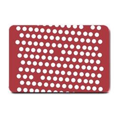 Pink White Polka Dots Small Doormat  by Mariart