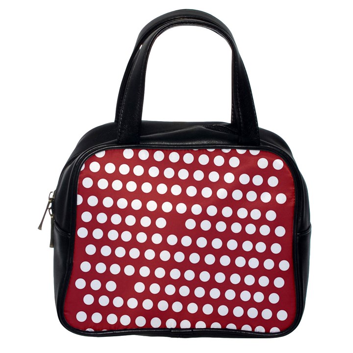 Pink White Polka Dots Classic Handbags (One Side)