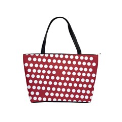 Pink White Polka Dots Shoulder Handbags by Mariart