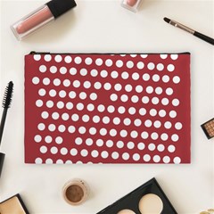 Pink White Polka Dots Cosmetic Bag (large)  by Mariart