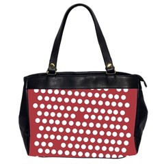 Pink White Polka Dots Office Handbags (2 Sides) 