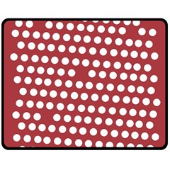 Pink White Polka Dots Fleece Blanket (medium)  by Mariart