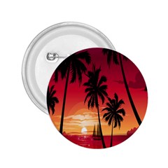 Nature Palm Trees Beach Sea Boat Sun Font Sunset Fabric 2 25  Buttons