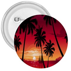 Nature Palm Trees Beach Sea Boat Sun Font Sunset Fabric 3  Buttons by Mariart