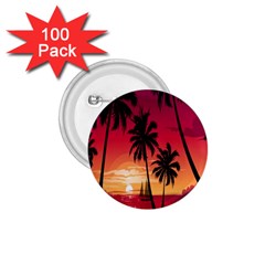 Nature Palm Trees Beach Sea Boat Sun Font Sunset Fabric 1 75  Buttons (100 Pack)  by Mariart