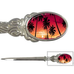 Nature Palm Trees Beach Sea Boat Sun Font Sunset Fabric Letter Openers