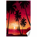 Nature Palm Trees Beach Sea Boat Sun Font Sunset Fabric Canvas 20  x 30   19.62 x28.9  Canvas - 1