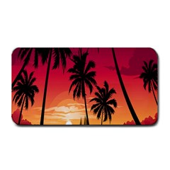 Nature Palm Trees Beach Sea Boat Sun Font Sunset Fabric Medium Bar Mats