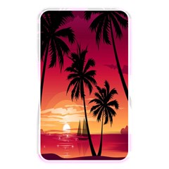 Nature Palm Trees Beach Sea Boat Sun Font Sunset Fabric Memory Card Reader by Mariart