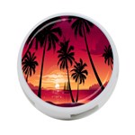 Nature Palm Trees Beach Sea Boat Sun Font Sunset Fabric 4-Port USB Hub (One Side) Front