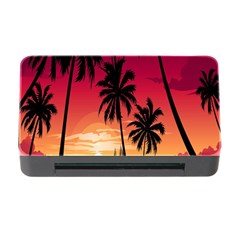 Nature Palm Trees Beach Sea Boat Sun Font Sunset Fabric Memory Card Reader With Cf