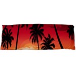 Nature Palm Trees Beach Sea Boat Sun Font Sunset Fabric Body Pillow Case (Dakimakura) Body Pillow Case