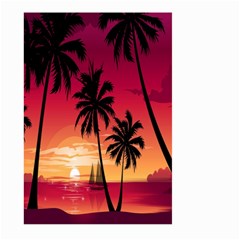 Nature Palm Trees Beach Sea Boat Sun Font Sunset Fabric Large Garden Flag (two Sides) by Mariart