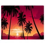 Nature Palm Trees Beach Sea Boat Sun Font Sunset Fabric Double Sided Flano Blanket (Medium)  60 x50  Blanket Front