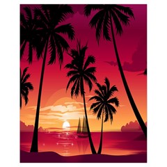 Nature Palm Trees Beach Sea Boat Sun Font Sunset Fabric Drawstring Bag (small) by Mariart