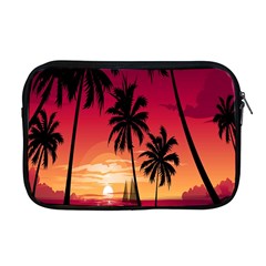 Nature Palm Trees Beach Sea Boat Sun Font Sunset Fabric Apple Macbook Pro 17  Zipper Case by Mariart