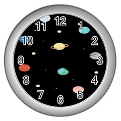 Planets Space Wall Clocks (silver)  by Mariart