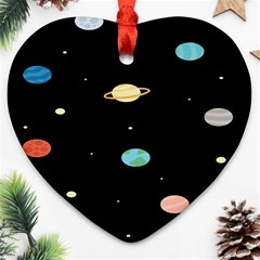 Planets Space Heart Ornament (two Sides) by Mariart