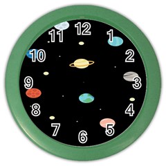 Planets Space Color Wall Clocks by Mariart