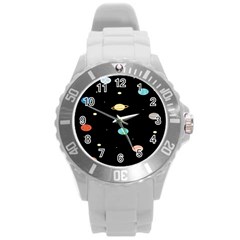 Planets Space Round Plastic Sport Watch (l) by Mariart